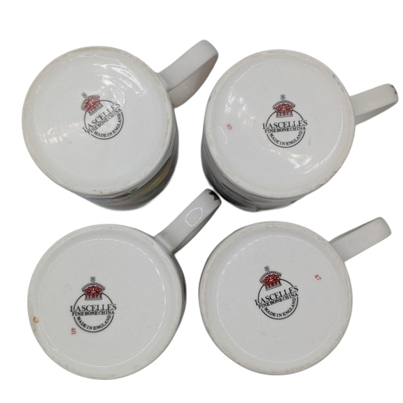 LASCELLES VTG Multicolor Fruit Cottage Farmhouse Fine China Mugs/Cups Set of (4) - Picture 10 of 12